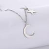 Unift Star Moon Pendant Necklace Stainless Steel Necklace for Women and Men Fashion Star Moon Collarbone Chain Jewelry