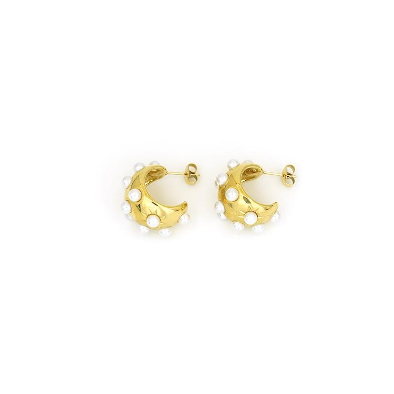 Stainless Steel Earrings European and American Jewelry 18K Gold Stud Earrings Real Gold Electroplated Versatile Ear Jewelry