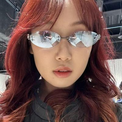 Korean Fashion Style Sun Glasses For Women Oval Shape Rimless Designer Sunglasses Women Campus Style Female Sunglass