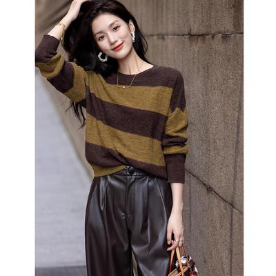 Women's Striped Wool Blend Knit Sweater