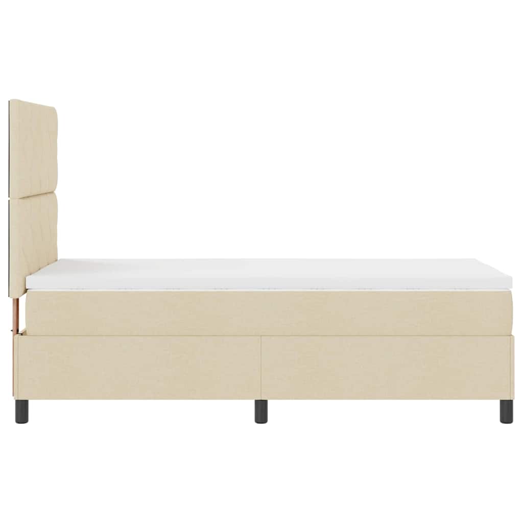 Boxspring Bed with Headboard Cream 90 x 200 cm Fabric
