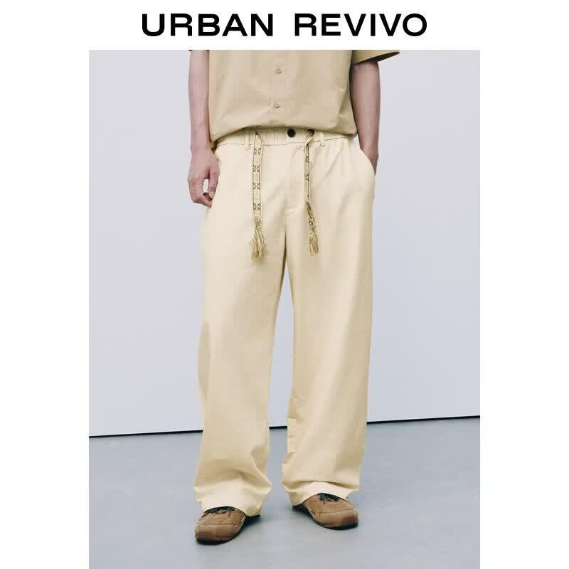 UR2026 Men s Casual Wide-Leg Drawstring Trousers 30