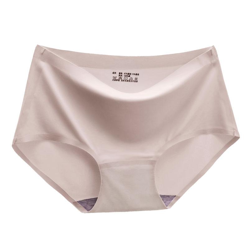 Seamless Ice Silk Panties For Women Intimate Comfort Briefs Large Size Mid-waist M-XXL Multiple Color Options Lingerie 1 Piece