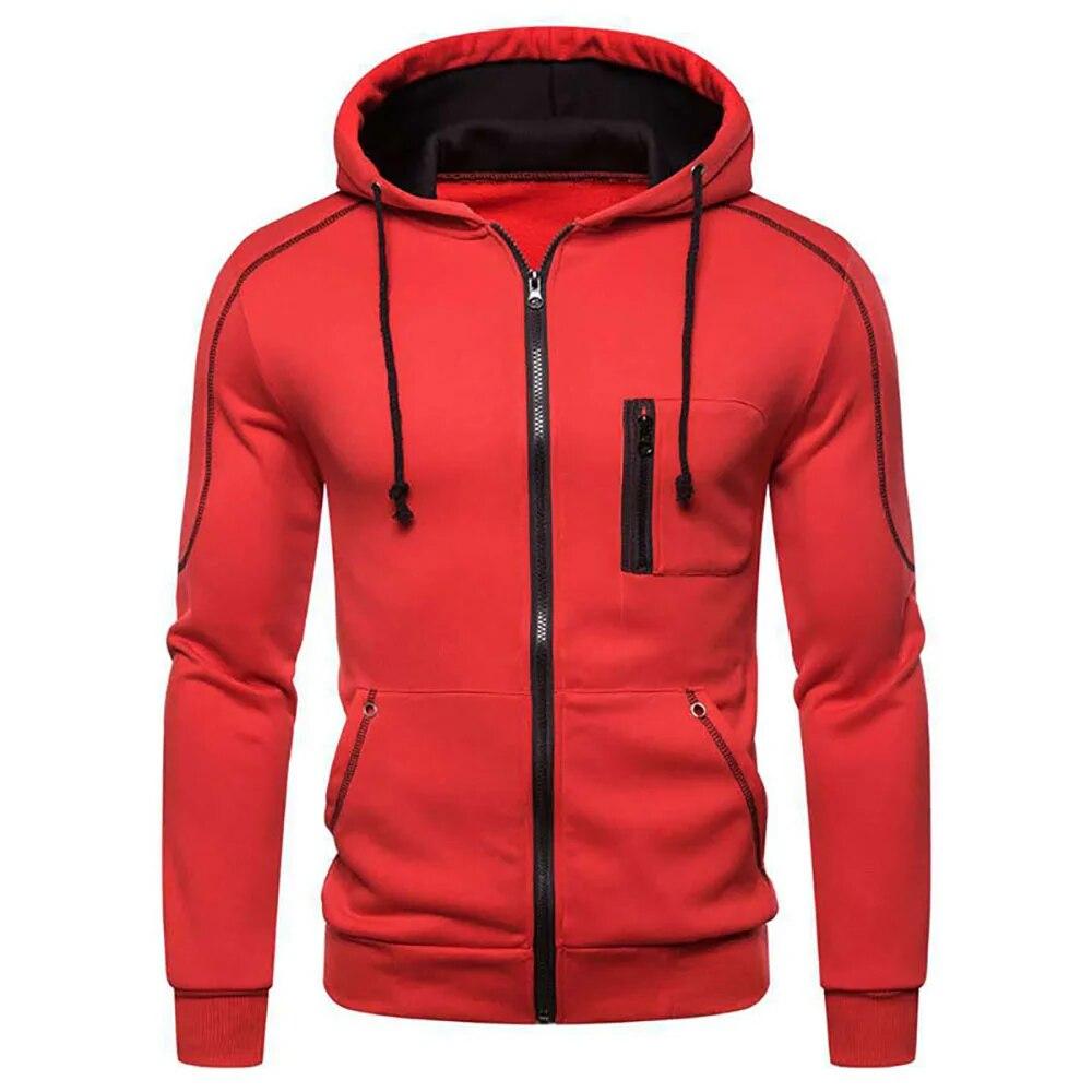 Men's Spring and Autumn Hoodie Long Sleeve Zipper Hooded Pullover Sweatshirt Casual Sports Sweatshirt