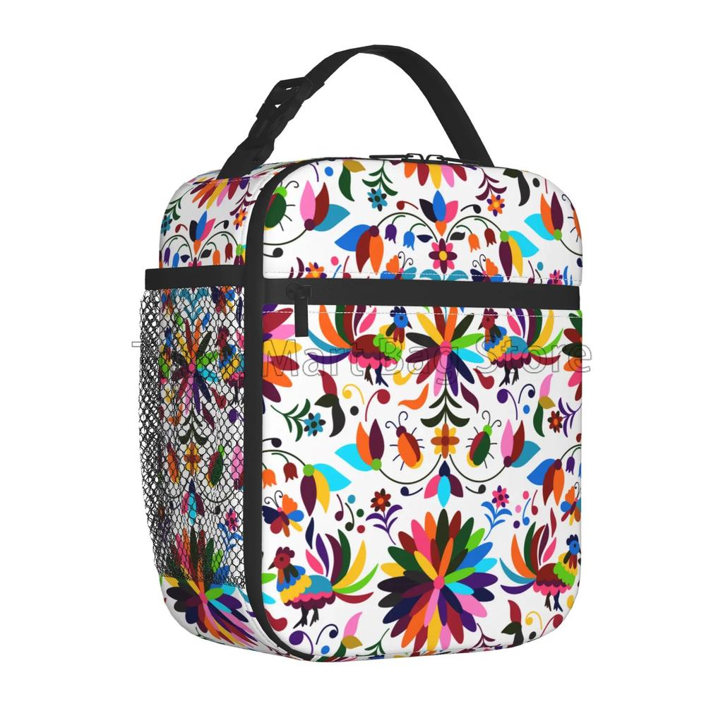 Colorful Mexican Flower Lunch Box Reusable Lunch Bag Work Bento Cooler Reusable Tote Picnic Boxes Insulated Container for Picnic