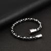 Vnox Stainless Steel Black Nylon Rope Wrap Chain Bracelet for Men Boy, 6mm Wide Box Chain Magnetic Clasp Wristband Jewelry Gifts