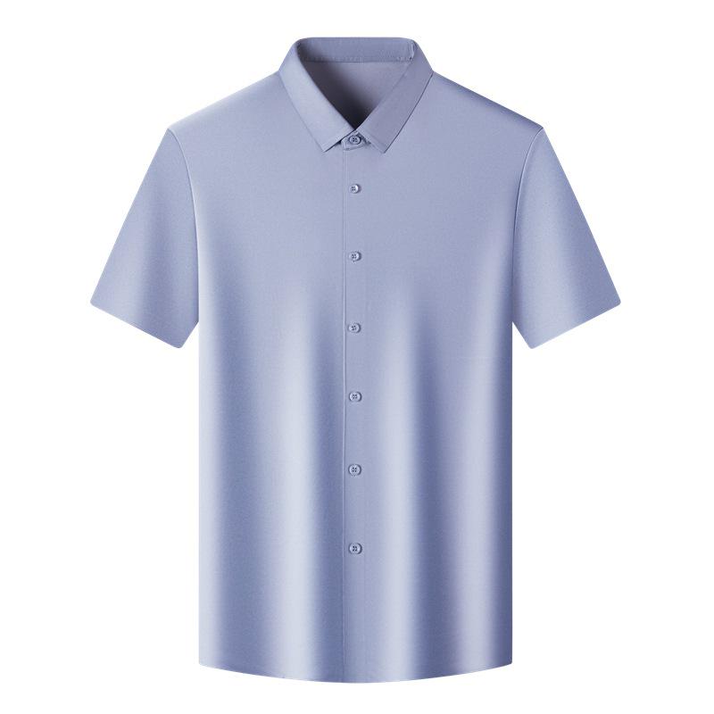 2025 Herren Sommer Eis Seide Kurzarmhemd - Atmungsaktiv, Knitterarm, Nahtlos, Einfarbig, Vielseitig Business Casual