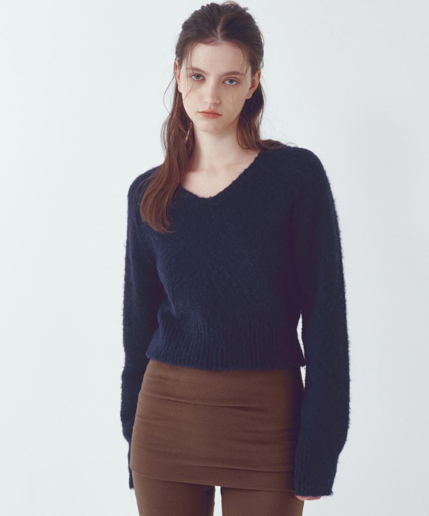 CITTA Essential Alpaca Wool V-Neck Knit_Ctk246(Navy)