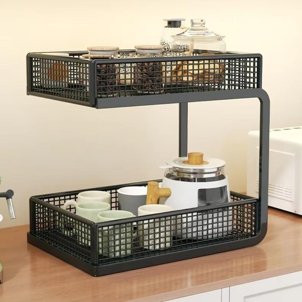 Double-Layer Dining Table Shelf Desktop Organizer Countertop Rack  Kitchen Counter