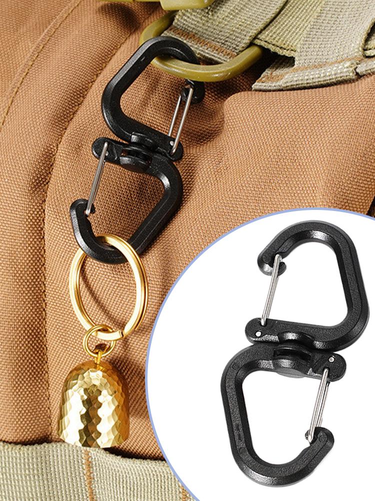 Camping Double Hooks Outdoor Hook Clip Multi-Use Outdoor S Chain Hooks Portable Backpack Locking Hooks With 360 Degree Swivel