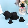 Diy Accessories 1:12 Dollhouse Miniature Simulation Black Pvc Flocked Hat Model 10Pcs