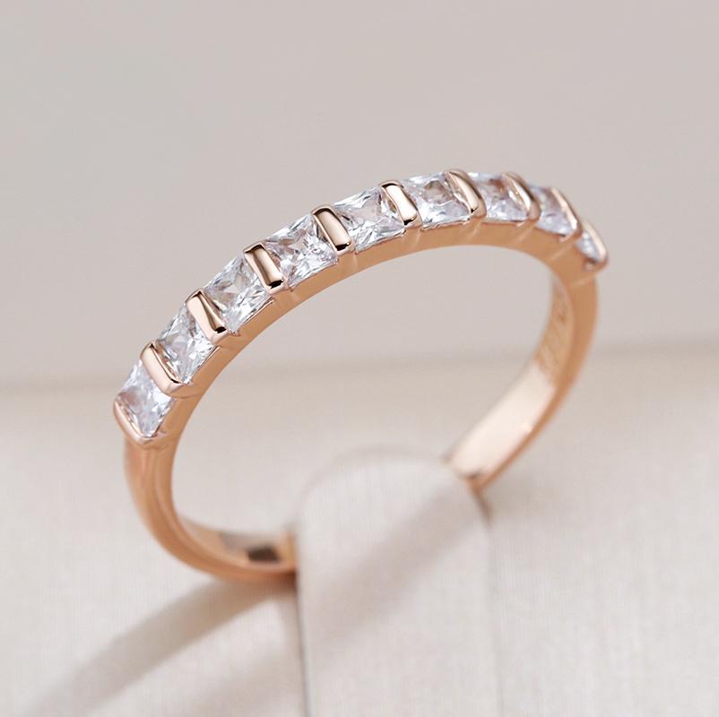 Simple Wedding Rings For Women Square Natural Zircon  Rose Gold Rings Fashion Party Daily Fine Jewelry Best Gift