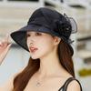 New Fashion Elegant Flowers Organza Dot Church Hat For Women Foldable Wedding Party Hat Summer Beach Protection Sun Cap