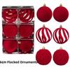 6Pcs/Box 8CM Velvet Christmas Hanging Balls DIY Plastic Christmas Tree Ornament Christmas Flocked Ball Set Holiday Celebration