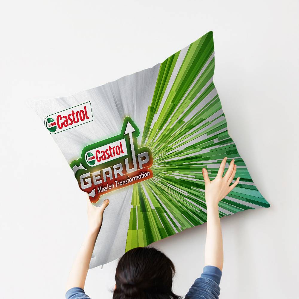 British Petroleum Company C-Castrol Cushion Cover Car Throw Pillow Case For Sofa Car Christmas Gift 40x40cm 45x45cm
