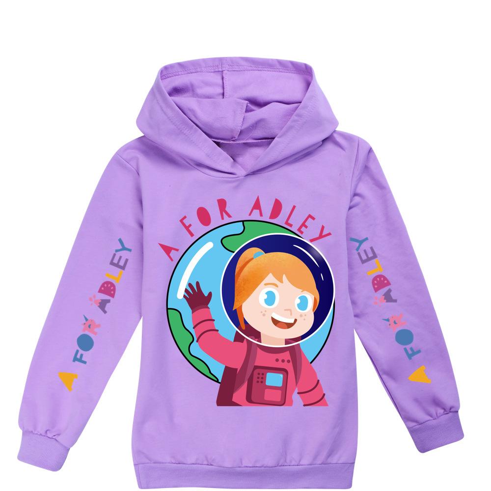 A for Adley Cartoon Casual Fashion Hooded Sweatshirt for Boys and Girls in Autumn and Winter, Warm Sports Hoodie