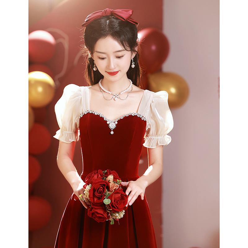 Toast Clothes Bride Small French Engagement Dress Women Return Door Casual Wedding Red Dress Can Usually Be Worn
