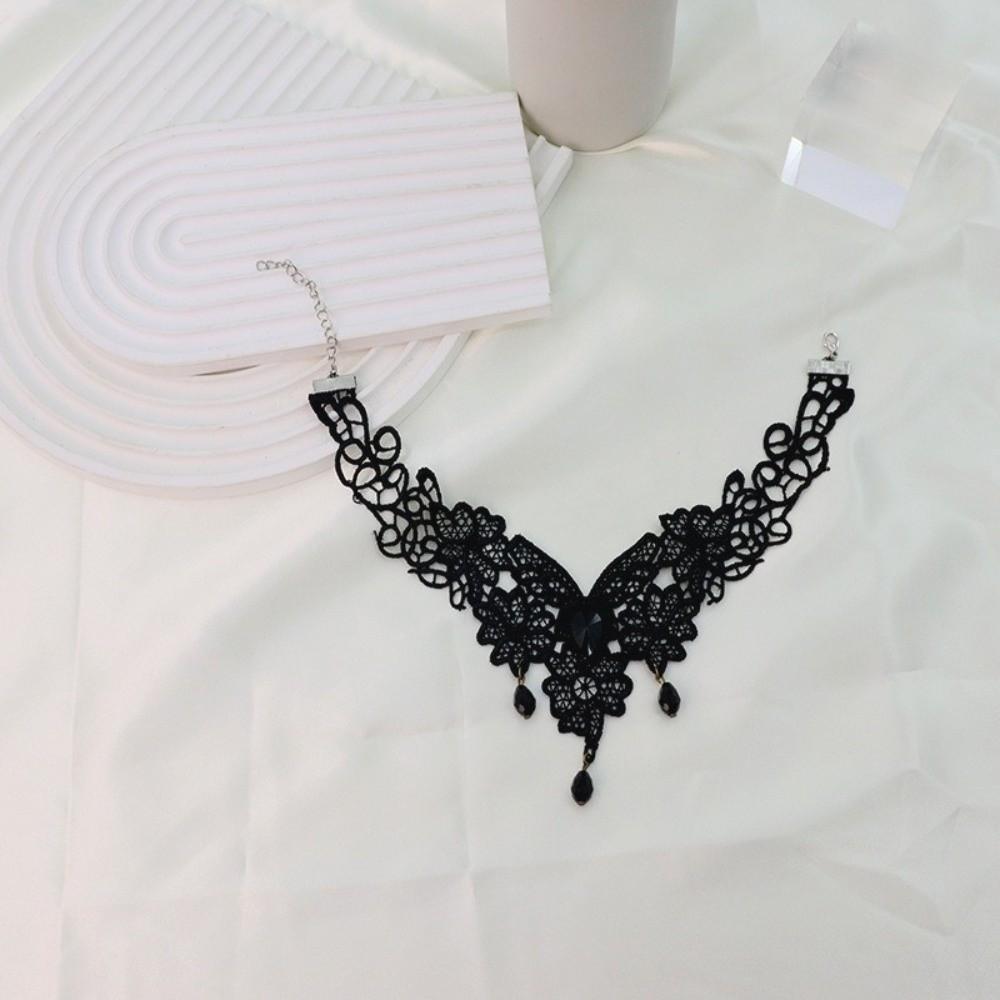 Pendant Lace Flower Necklace Tassel Halloween Clavicle Choker Cool Halloween Necklace  Party