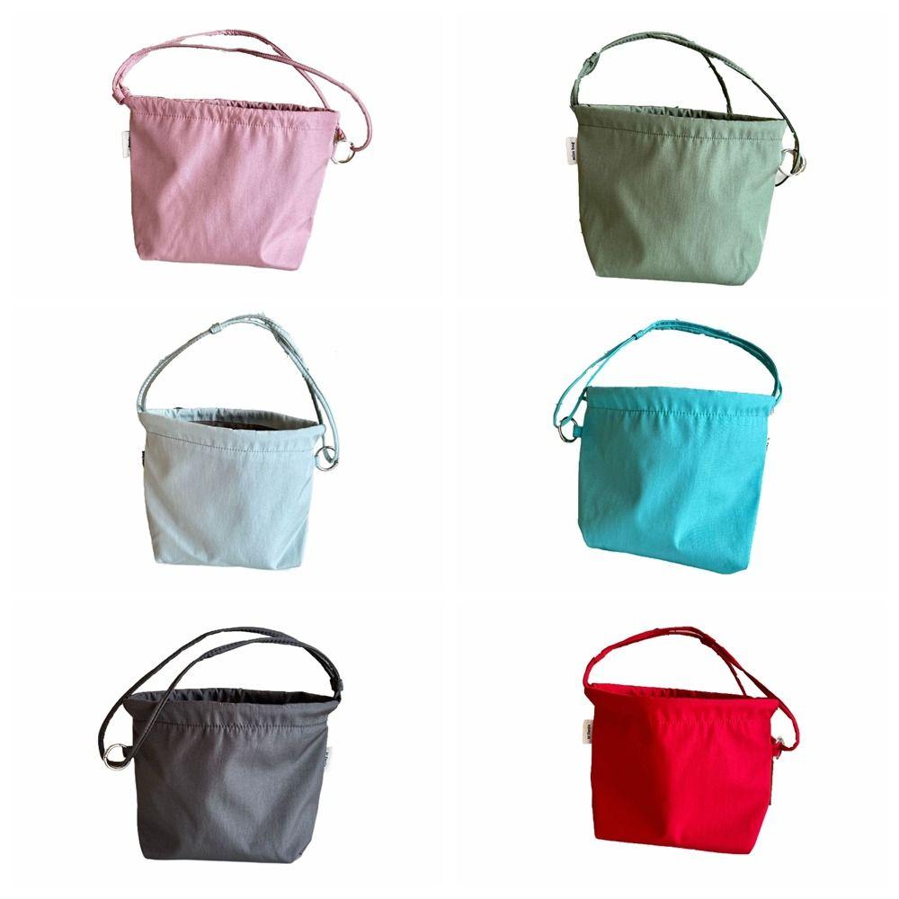 Large Capacity Drawstring Tote Bag Solid Color Cloud Bag Reusable Canvas Shoulder Bag  Work