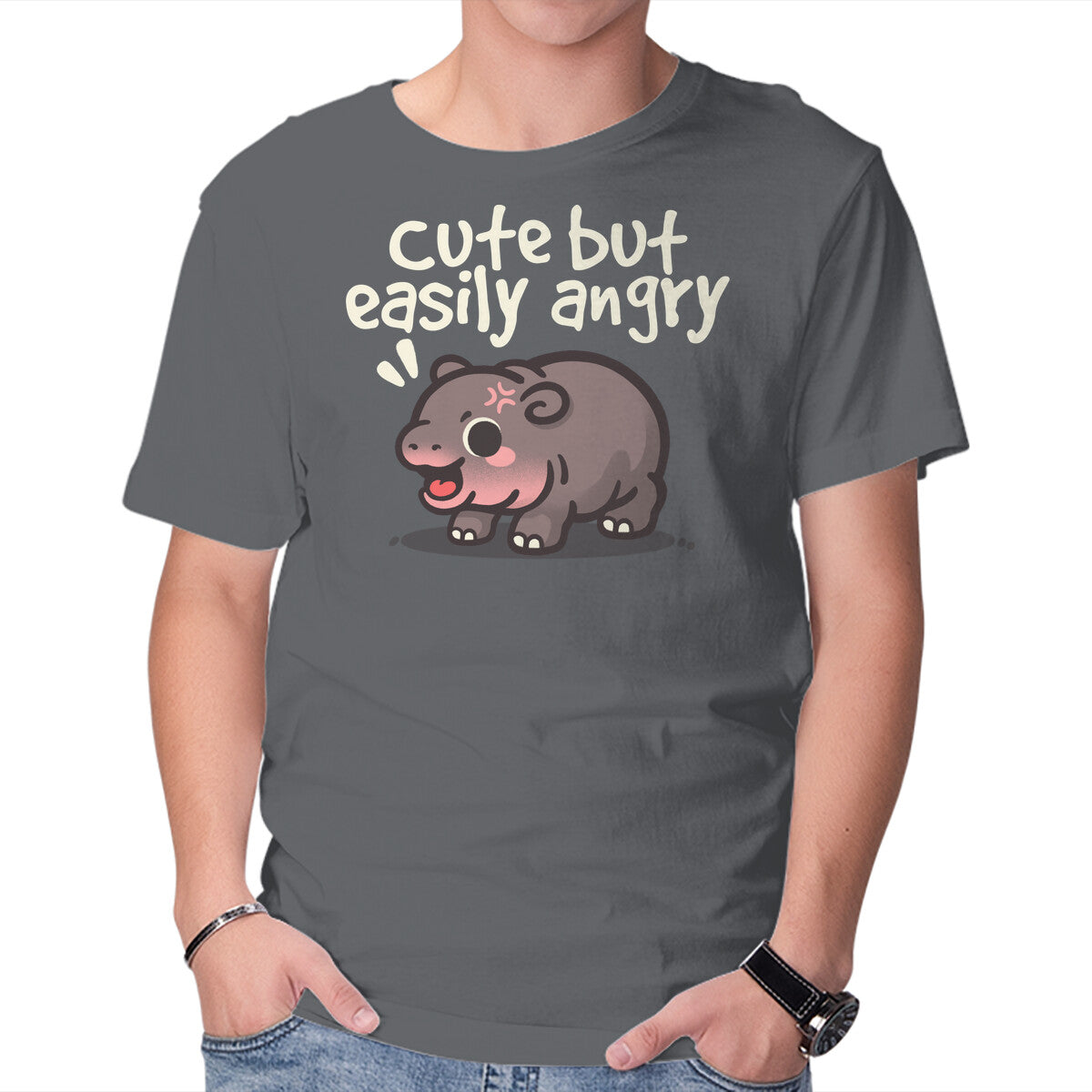 Unisex Crew Neck T-Shirt Cute Baby Hippo Graphic Short Sleeve Casual Tee XXXXL
