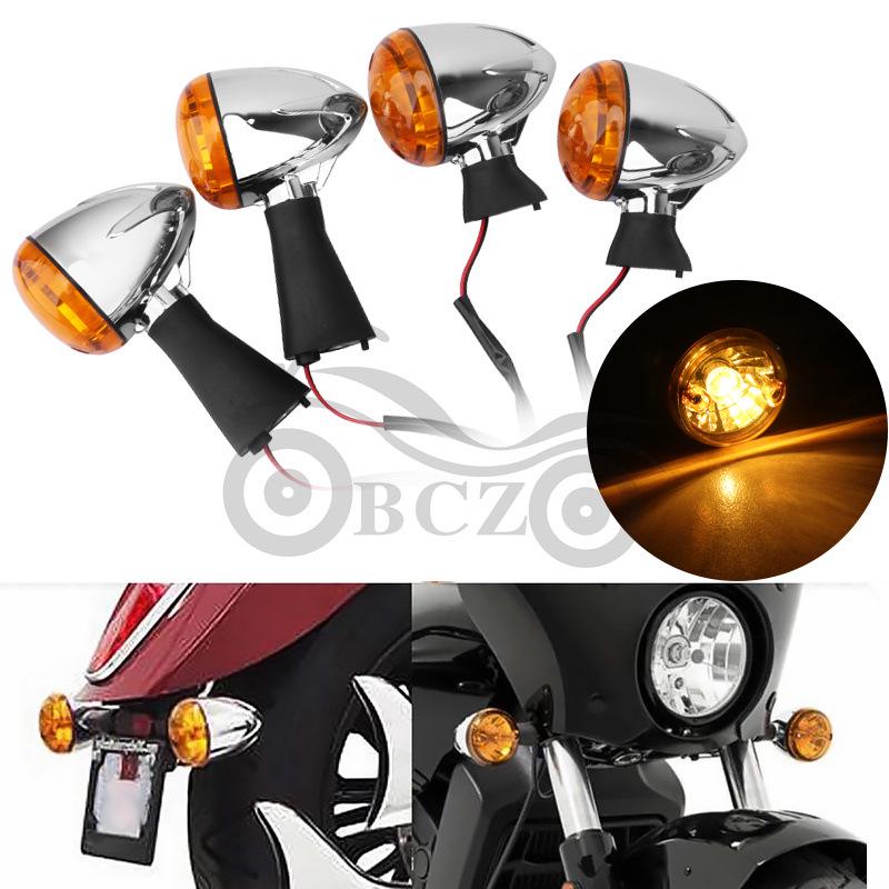LED Turn Signal Indicators for Indian Scout Motorcycles - Amber Front & Rear Pair