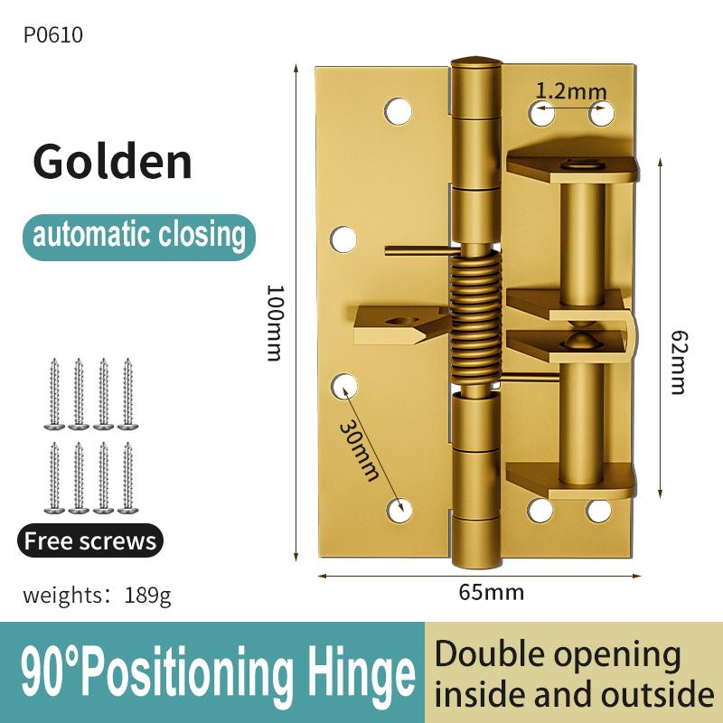 Household multifunctional 90 degree positioning, self-locking, silent hinge, buffering, rebound, and self-locking spring hinge