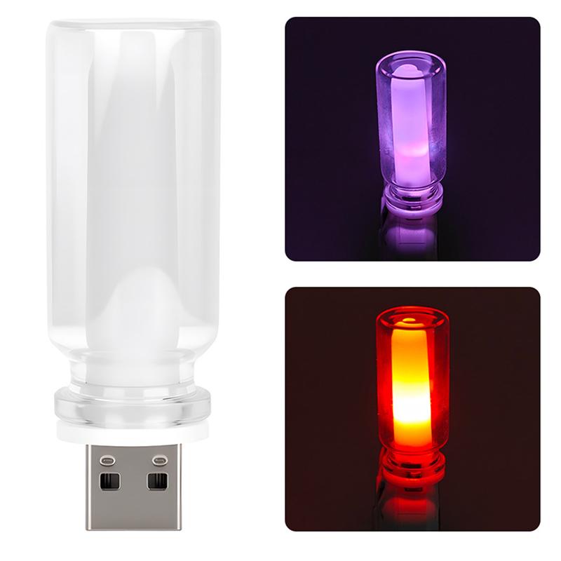 Car Interior USB LED RGB Night Light 5V Candle Style Bulb Retro Design for Camping and Travel