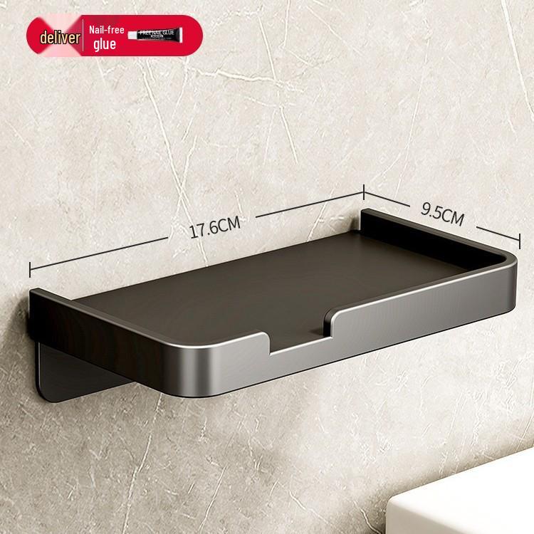 Gun Gray Toilet Tissue Holder & Mobile Phone Shelf | Punch-Free Wall-Mounted Bathroom Organizer