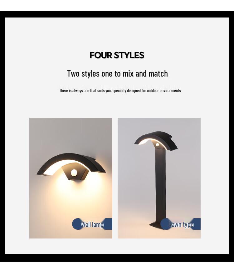 LED Waterproof Motion Sensor Wall Lamp - Courtyard, Balcony, Doorway, Moon-Shaped Design