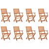 VidaXL Folding Garden Chairs 8 Pcs, Solid Eucalyptus Wood