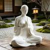 White Minimalist Zen Meditation Sculpture Calming Spiritual Art Figurine Decor for Home Shelf Yoga Studio Ornament