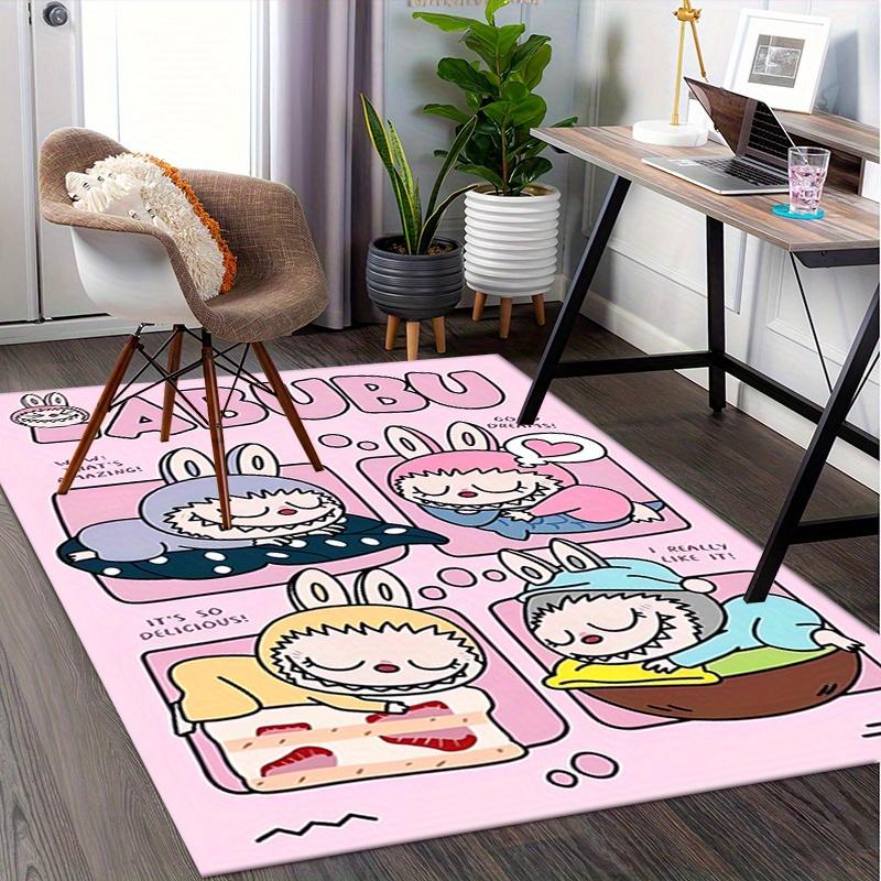 1pc Bunny, LABUBU, Food Office Carpet Soft Polyester Entrance Carpet Washable Non-slip Machine Washable Indoor Carpet Table Entrance Home De