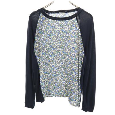 Max Mara WEEKEND LINE Silk Floral Long Sleeve Cut M Dark Blue Women Used