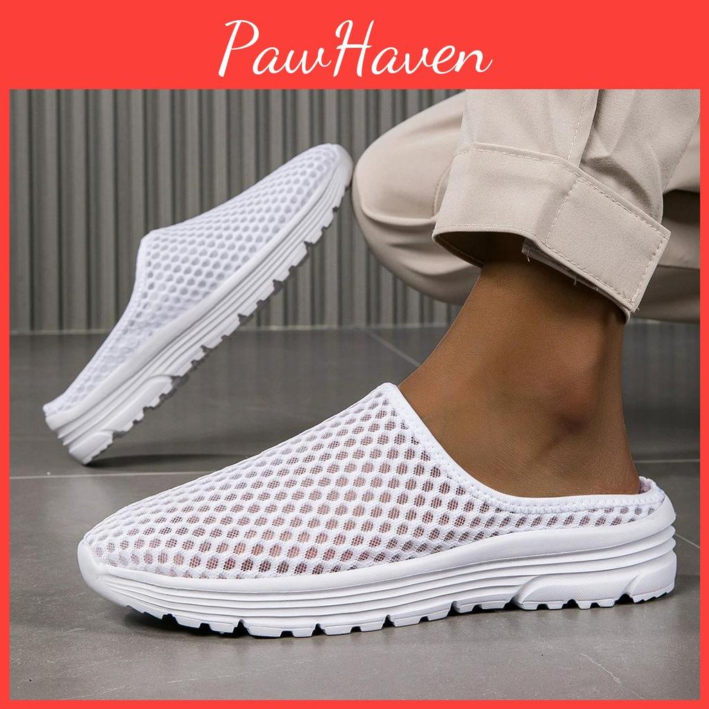 Color Womens Solid Sneakers Mule Casual Hollow Mesh Slip On Shoes Womens Comfortable Shoes Plus Size