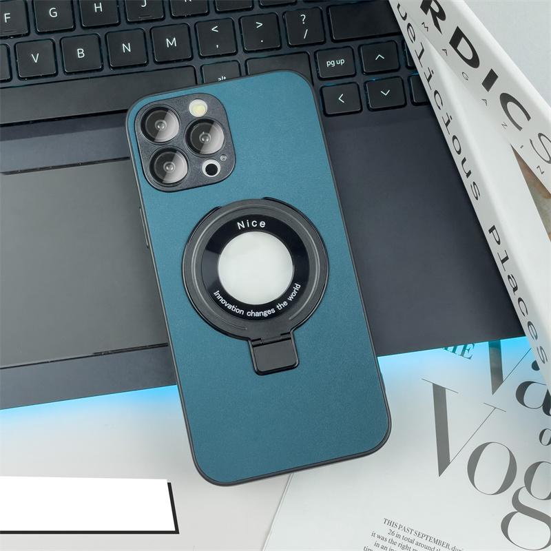 Custodia con supporto per anello in pelle per iPhone 14 Pro Max per iPhone 11 12 13 Pro 14Plus Staffa antiurto Shell Ricarica wireless
