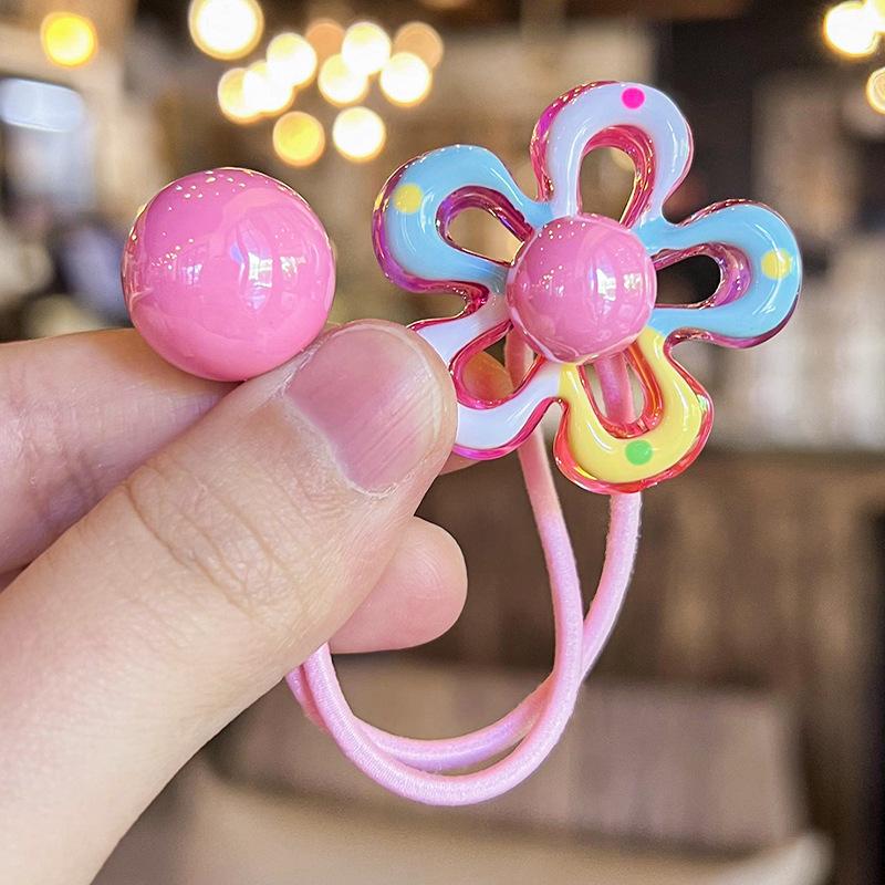 2PCS New Cute Color Blocked Flowers Princess Headwear Kids Elastic Hair Bands Children Hair Ropes Girls Hair Accessories
