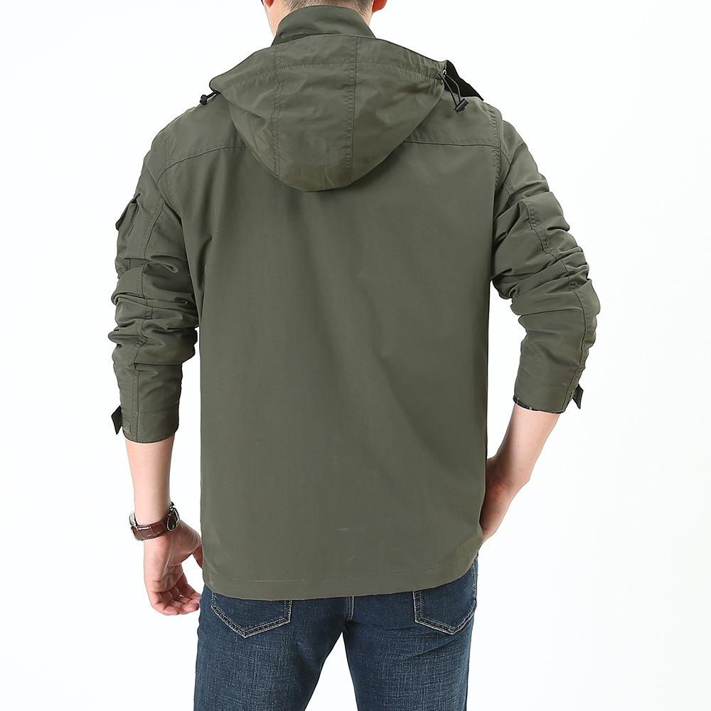 Spring and Autumn Casual Versatile Jacket Outdoor Mountaineering Sports Hooded Loose Jacket Men's Thin Top