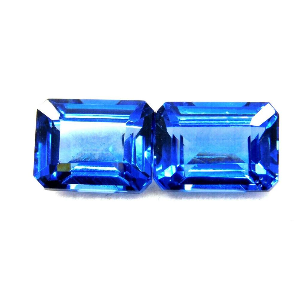 Natural Blue Tanzanite Loose Gemstone 8 To 10 Ct Each Emerald Cut Pair for Jewelry Making and Crafts
