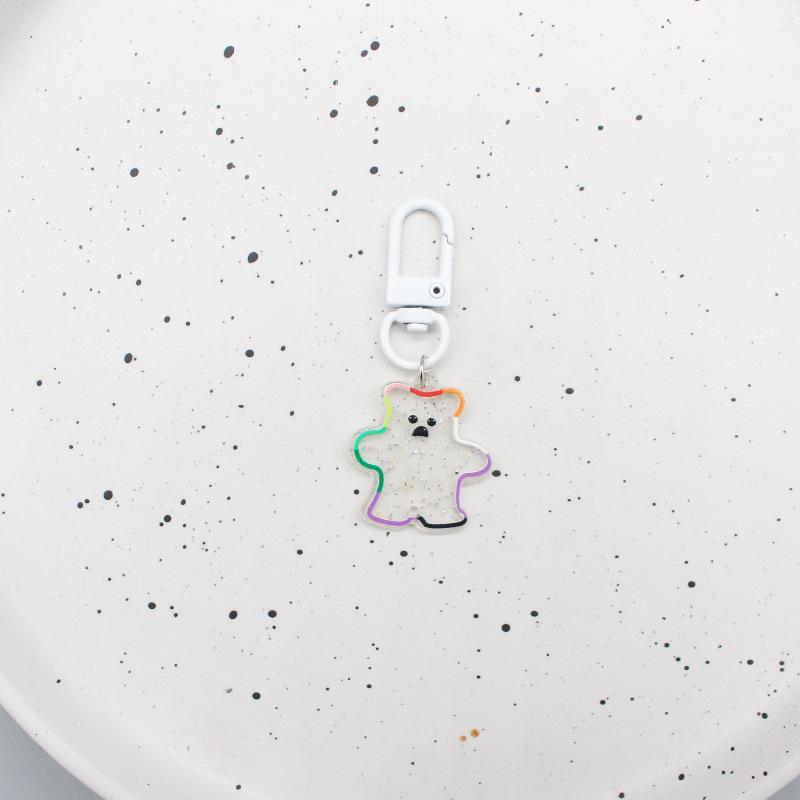 Korean Acrylic Glitter Cartoon Bear Keychain for Schoolbags