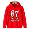 Viral "67 Vibe" Warm Kids Hoodie Toddler Hooded Sweatshirt for Boys Girls Fashionable Funny Children's Sweatshirt Christmas Gift