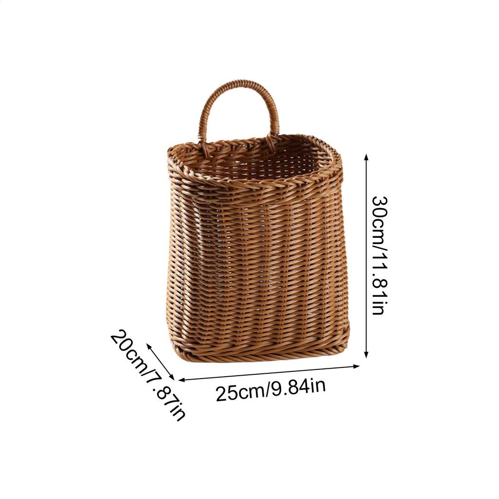 Wall Basket Fruit Bread Storage Ornament Woven Artificial Rattan Decorative Wall Baskets For Indoor Outdoor Kitchen Nursery
