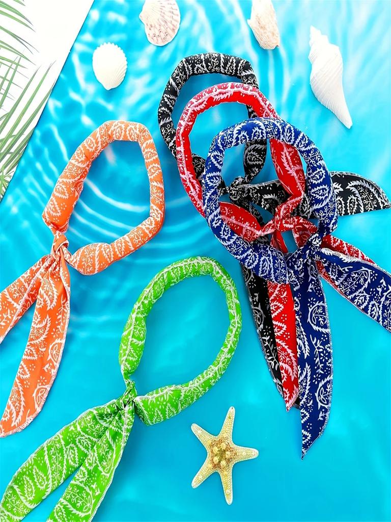 1-Pack Cooling Neck Scarf & Headband - Floral Paisley Pattern Scarf with Ice Water Soaking Feature Vibrant Designs Ideal for Hi