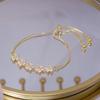 Korea Hot Fashion Zircon 14K Real Gold Plating Copper Inlaid AAA Zircon Bracelet Flower Stretch Adjustable Women Bracelet
