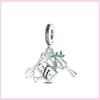 925 Silver Green Color Charms Temperament Cactus Avocado Charm Four Leaf Bead For Bracelet Jewelry Making