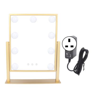Make-up zrcátko 9 LED světel 3 režimy barev osvětlení Chytré dotykové ovládání Rotace o 360 stupňů Toaletní