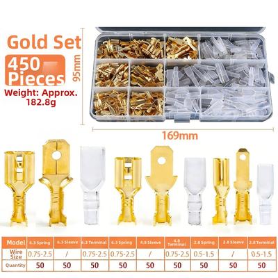 Car Audio Repair Crimp Terminals Wire Connectors Crimp Terminal Connector Set Connector Gold Insulated Sleeves
