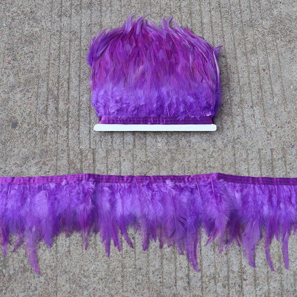 Feather5 10Meters Rooster Feather Trim 8-13CM Colored Chicken Feathers Ribbon  3-5" Saddle Pheasant Feathers Trim Fringe