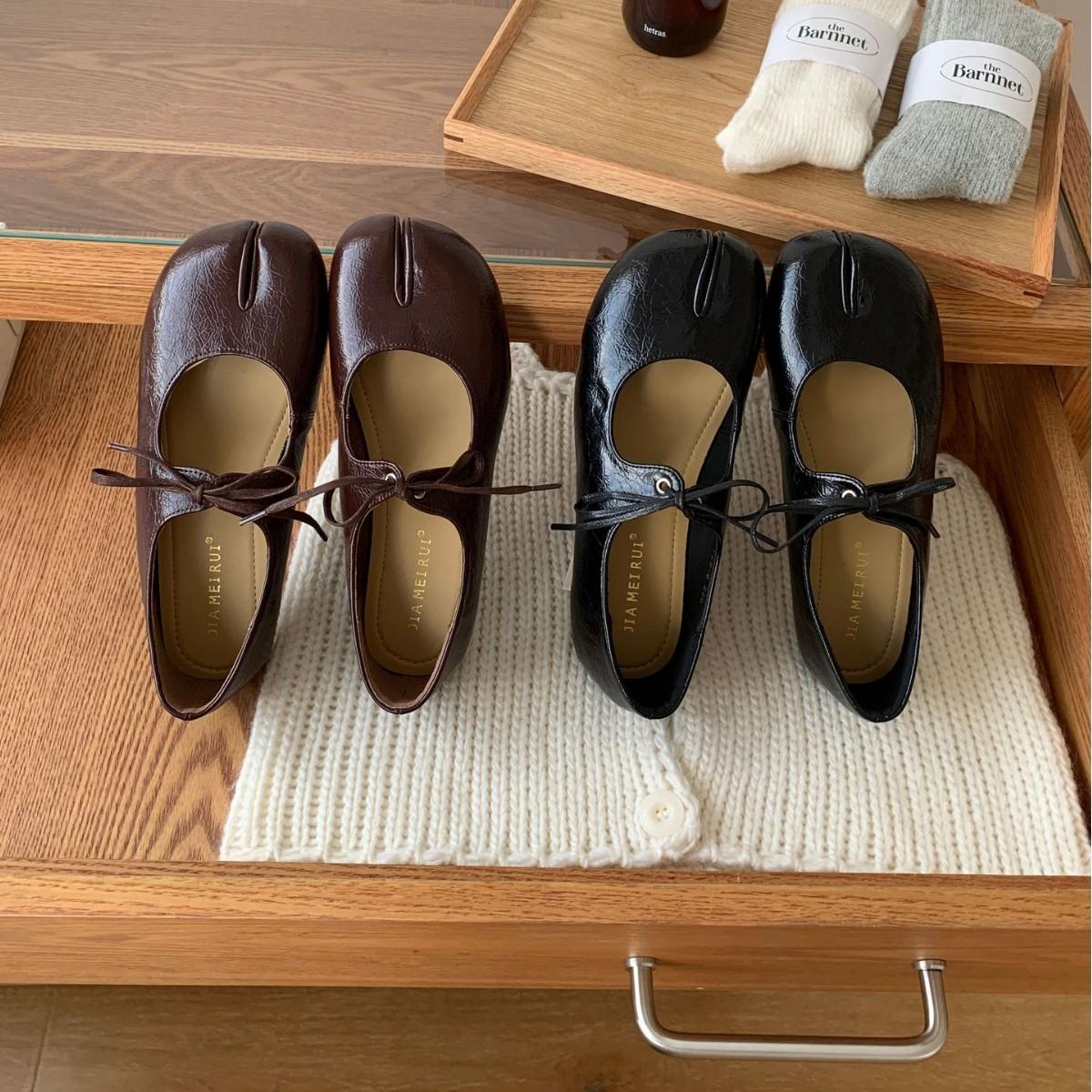 

2025 new round head split toe bow soft sole foot cover versatile Doudou pregnant women s single shoes 39 кофейный