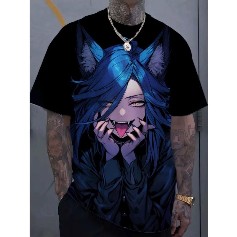Cartoon Sexy Girl Pattern 3d Printed Men's T-Shirt Bad Girl Pattern Personalized Short Sleeve T-Shirts