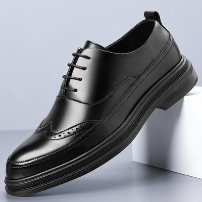 Leather Shoes Men's Brock Business Dress Casual Leather Shoes Spring and Autumn Retro Leather Shoes Best Man Dress Shoes